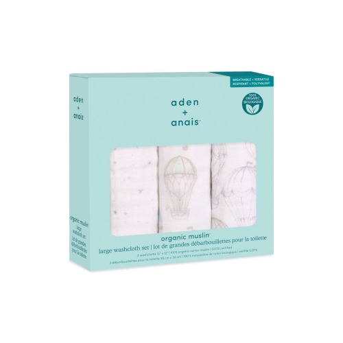 3-Pack Assorted Organic Cotton Muslin Washcloths