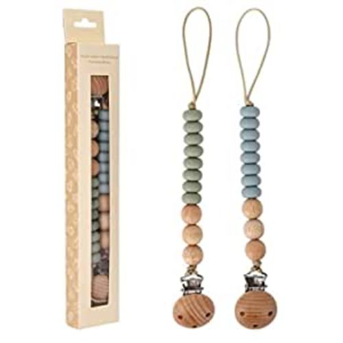 Pacifier Clips, AULEGE Baby Pacifier Clip for Soothie &Teething Toy, 2pack Silicone Pacifier Binky Holder, Best Shower Gift for Newborn Boy and Girl(Sage, Ether) : Baby