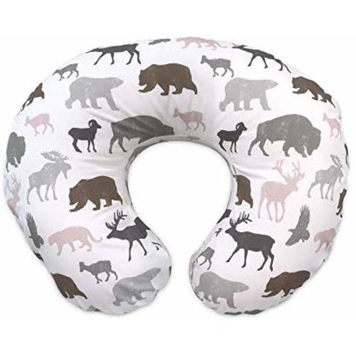 Boppy Original Nursing Pillow & Positioner, Neutral Wildlife, Cotton Blend Fabric with Allover Fashion, Brown