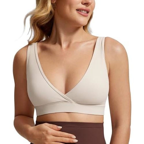 CRZ YOGA Butterluxe Maternity Nursing Bras for Women Crossover Wireless Sleep Breastfeeding Lounge Pregnancy Bralette Comfy