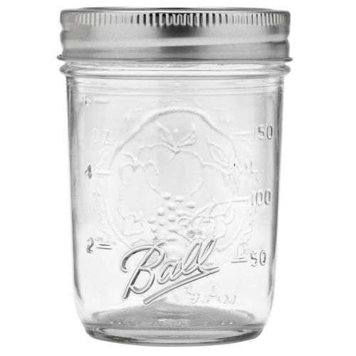 Ball 8oz. 12pk Glass Regular Mouth Mason Jar With Lid And Band