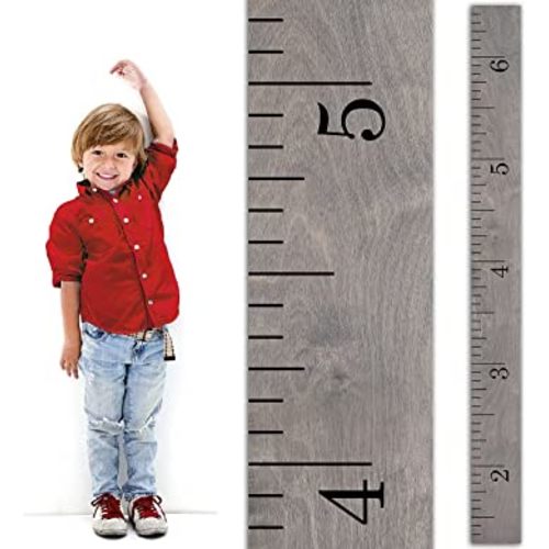 Headwaters Studio Wooden Ruler Growth Chart for Kids, Boys and Girls - Height Chart & Height Measurement for Wall - Kids Nursery Wall Decor and Room Hanging Wall Decor - Schoolhouse w/Inches - Gray