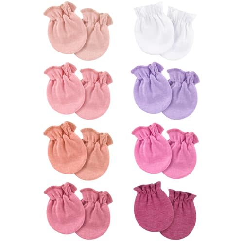 AQOKKA Newborn Baby Mittens No Scratch Cotton Elastic Wrist Gloves Infant Toddler Mittens for Baby Boy Girl 0-6 Months