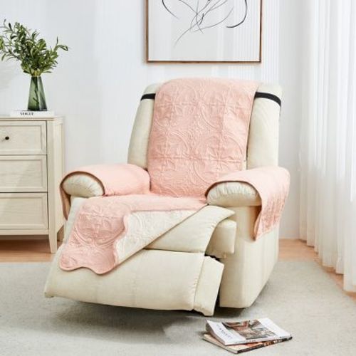 Reversible Quilted Sofa Furniture Protector - Great Bay Home(recliner, Dusty Rose / Taupe)