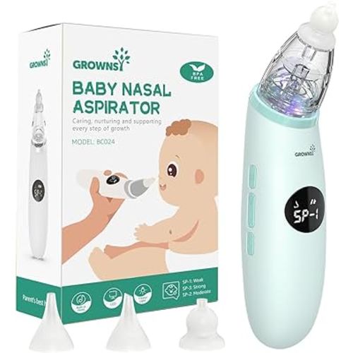 Baby Nasal Aspirator | Baby Nose Sucker | Baby Nose Cleaner, Automatic Booger Sucker for Baby, Rechargeable, with Pause & Music & Light Function（Green）