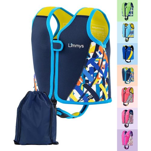 Limmys Premium Toddler Swim Vest - Toddler floaties, and Buoyancy Swimming Aid - Modern Design Swimming Vest for Boys, Girls and Babies - Drawstring Bag Included