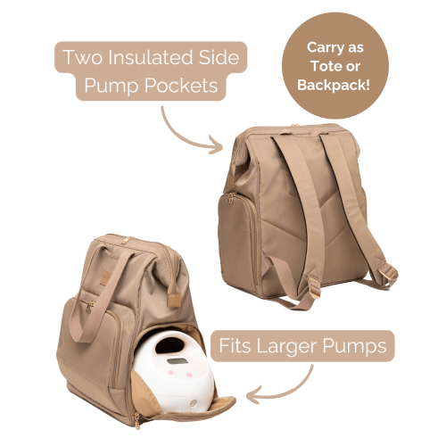 Norah Breast Pump Backpack Latte Spacious Organization for Pumping and Work Essentials – Sarah Wells Bags