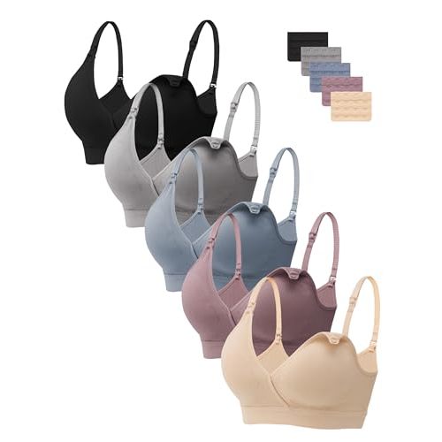 HBselect Nursing Bras for Breastfeeding, Seamless V Neck Maternity Bra Wireless Women Pregnancy Postpartum Bra Sleep Bralette