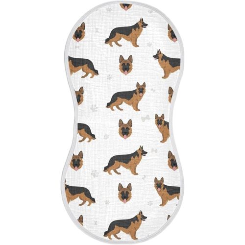 German Shepherd Dog Muslin Burp Cloths for Baby 1 Pack Soft 100% Cotton Baby Washcloths Bibs for Boy Girl