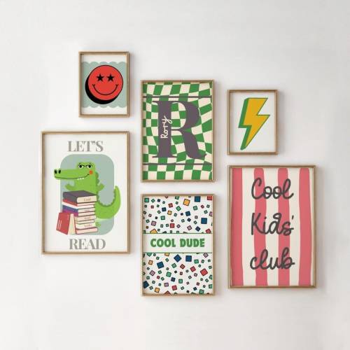 Boys set of room prints, positive quote affirmation wall print gallery for boys bedroom, playroom or nursery