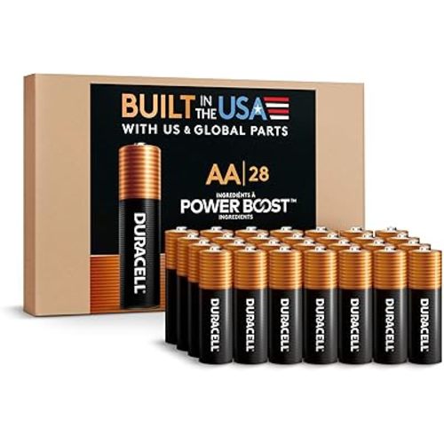 Duracell Coppertop AA Alkaline Batteries with POWER BOOST Ingredients, 28 Count (Pack of 1), Long-Lasting Alkaline, Re-closable for Quick Access and Organized Storage