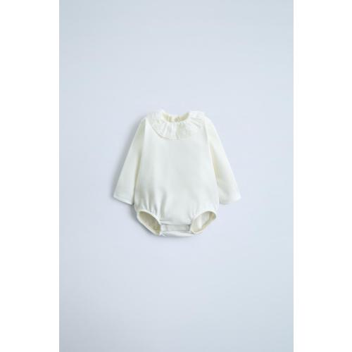 COMBINATION PLUSH BODYSUIT WITH PETER PAN COLLAR - Oyster-white | ZARA United States