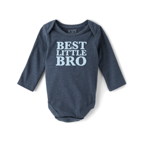 Baby Best Little Bro Graphic Bodysuit - Gray