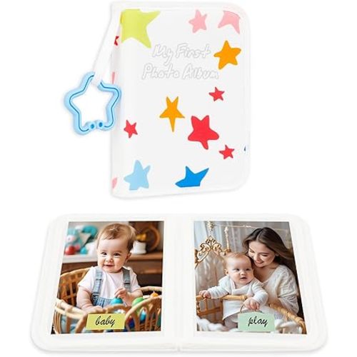 Baby's My First Photo Album for Baby Holds 21 4x6 Photos, Baby Photo Album Soft Cloth Family Book, My First Family Album for 4x6 Baby Shower Kids Toddlers Family Pictures, Toddler Photo Album (White)