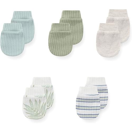 5 Pack Unisex New Born Boy Girls No Scratch Mittens Cotton Soft Baby Gloves Accessory 0-3 Months Infant Essentials