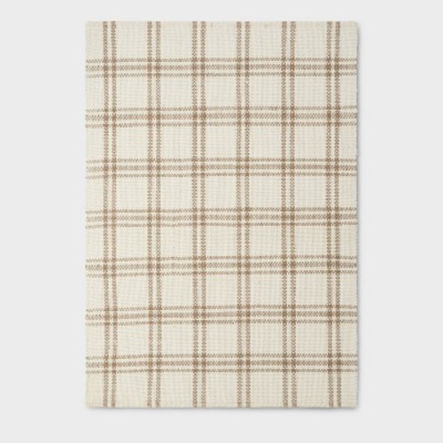Cottonwood Handwoven Plaid Wool/Cotton Area Rug - Threshold™ designed with Studio McGee, Color: Cream/Tan, Size: 5'x7'