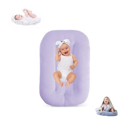 Baby Lounger for Infants Babies 0-12 Months, Bionic Organic Lounger, Soft Cotton Breathable Infant Floor Seats & Loungers for Newborn Baby Shower Gifts (Purple)