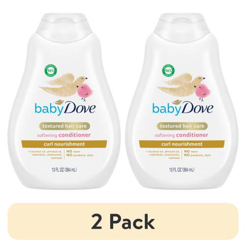 (2 pack) Baby Dove Textured Hair Care Baby Conditioner for Baby's Curly Hair Curl Nourishment Tear Free and Softening ,13 Fl oz