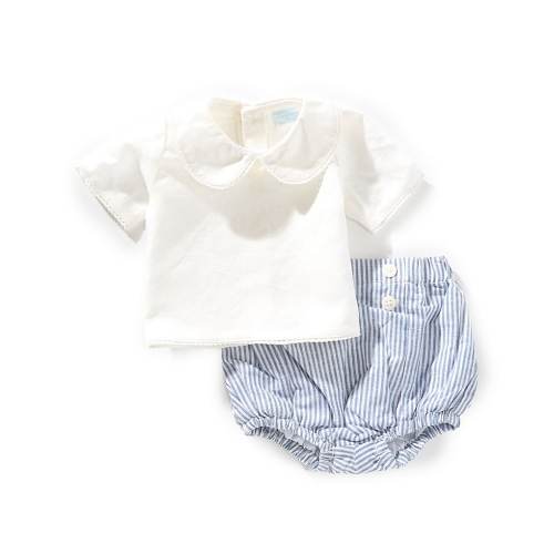 Edgehill Collection x Kristin Ellen Hockman Baby Boys Linen Blend Felix Top & Stripe Short Set