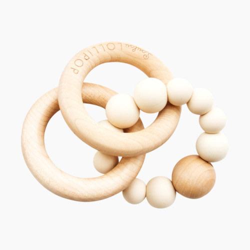 Loulou Lollipop Bubble Silicone & Wood Teething Rattle - Beige
