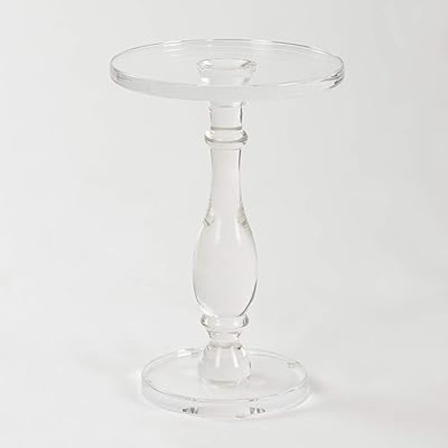 LIKENOW Acrylic End Table,Acrylic Side Table,Modern Nightstand with Clear Small Round Top and Solid Post for Living Room,Bedroom and Lobby 15.7x15.7x19.5 High inches