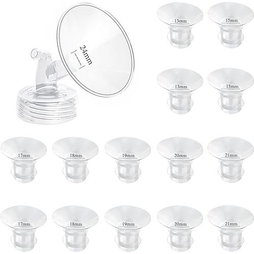 Flange Inserts 13/15/17/18/19/20/21mm 14PC Compatible with Momcozy S12 pro/S9 pro/S9/S10/S12/Medela/TSRETE/Spectra/Bellababy Breast Pumps, Reduce 24mm Tunnel Down to Correct Size