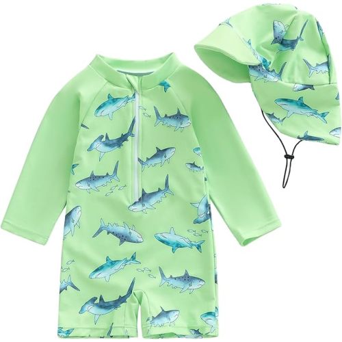 Hnyenmcko Baby/Toddler Boy Rash Guard Swimsuit Long Sleeve One Piece Zipper Swimwear Sunsuit Infant Bathing Suit Beachwear