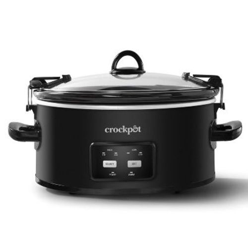 Crock-pot 6qt Cook & Carry One Touch Programmable Slow Cooker Matte Black: Locking Lid, Removable Stoneware Pot