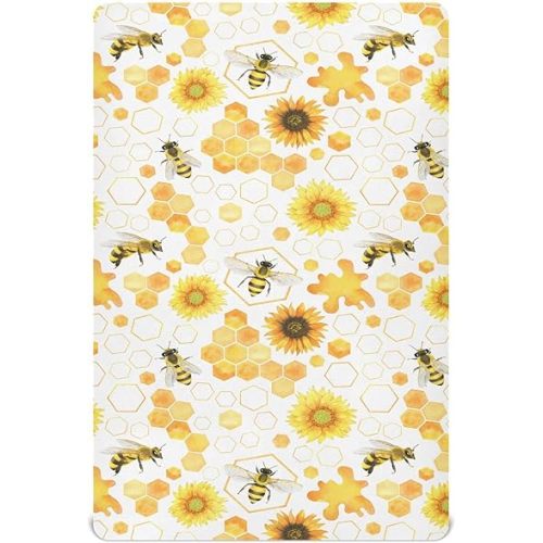 Fitted Crib Sheets for Boys Girls,Honey Bee Soft Breathable Mattress Cover for Standard Crib & Toddler Bed Mattress, 27 * 39 in.
