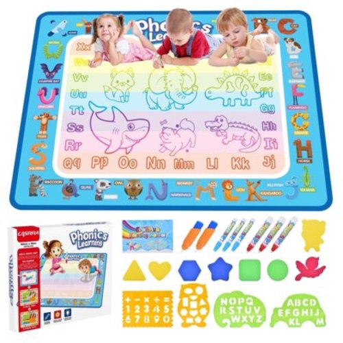 Casrra Water Doodle Mat for Kids Mess-Free Water Drawing Mat with Magic Accessories Perfect Birthday Toy for Toddlers Ages 3-8 Year Old Girls and Boys