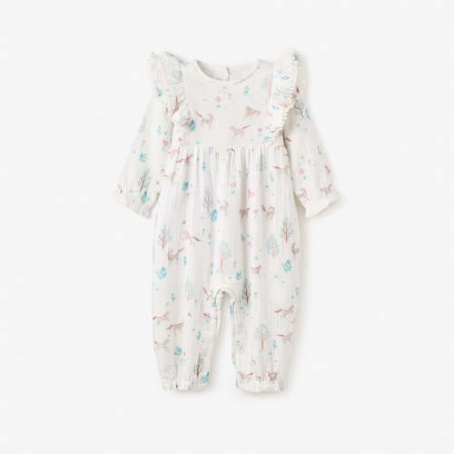 Pony Meadow Organic Muslin Jumpsuit WHITE / 3-6M