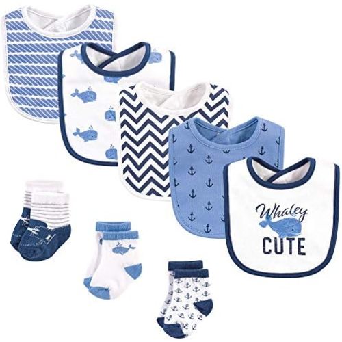 Hudson Baby Unisex BabyCotton Bib and Sock Set