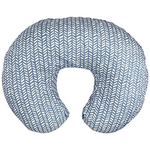 Boppy Nursing Pillow and Positioner—Original | Blue Herringbone | Breastfeeding, Bottle Feeding, Baby Support | with Removable Cotton Blend Cover | Awake-Time Support