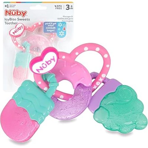 Nuby IcyBite Popsicle, Donut and Ice Cream Teether Ring - 3+ Months