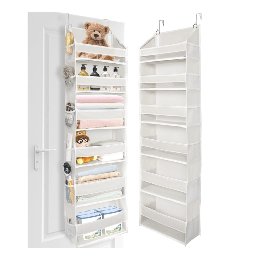 ULG Over The Door Organizer with 6 Large Pockets 12 Side Pockets, 50lbs Weight Capacity Door Hanging Organizer for Bedroom, Bathroom, Pantry, Nursery Storage, Beige
