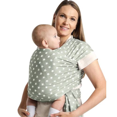 Fashion Star Pattern Baby Wraps Carrier,Comfortable Baby Wearing Wrap and Swaddle,Stretchy, Breathable,Hands-Free Design Infant Sling for Newborn to Toddler 7-35 lbs