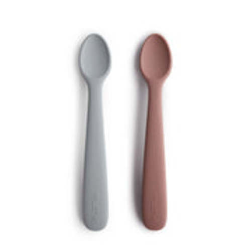 Baby Silicone Feeding Spoons- Stone/Cloudy Mauve