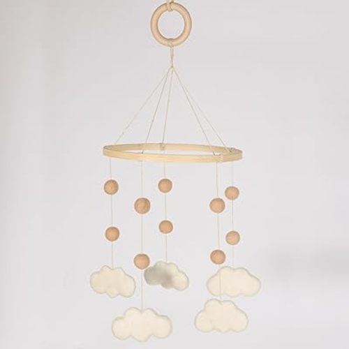 Felt Cloud Mobile for Crib - Baby Mobile for Crib - Crib Mobile for Girls, Boys - Boho Crib Mobile - Felt Cloud