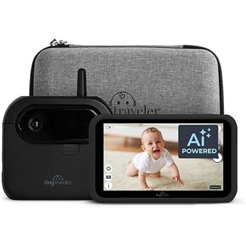 Tiny Traveler Ai Smart Wireless Baby Car Monitor - AI-Powered Safety Alerts: Cry/Laugh/Stand Detection, Virtual Fence, Long Range 1000ft Night Vision Lullabies Night Light