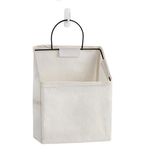 Fantasyon Wall Hanging Storage Bag, Waterproof Over The Door Closet Organizer Hanging Pocket Linen Cotton Organizer Box Containers for Bedroom, Bathroom (White)