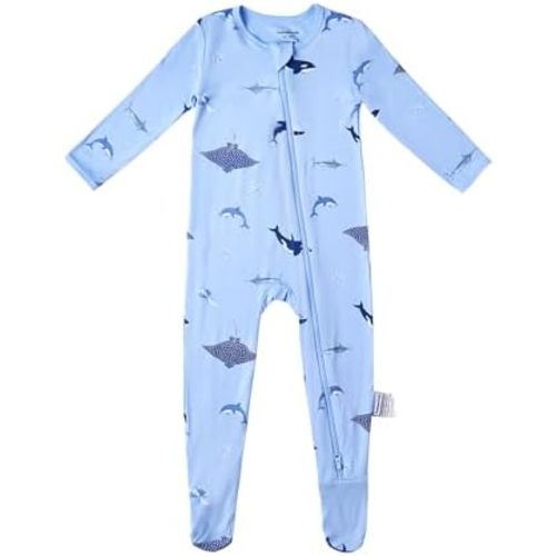 BubblePanda Rayon Made From Bamboo Baby Pajamas Baby Clothes for Boys Girls Unisex Zip-Front Non-Slip Onesie Sleeper