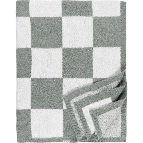 Gerber Unisex Baby Cozy Soft Silky Mink Checkerboard Grid Blanket, Green Check, One Size