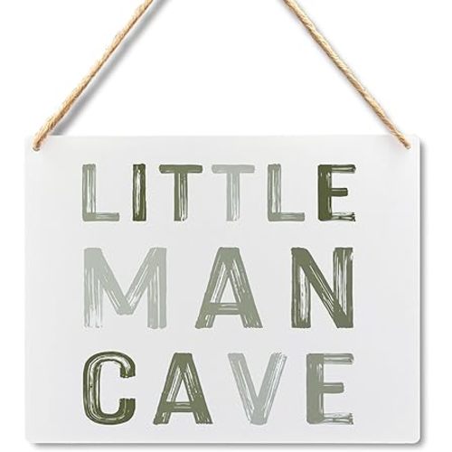 Wall Pediments Little Man Cave Sign, Baby Boy Nursery Decor, Hanging Sign for Room, Toddler Bedroom Wall Decor, 10x8 Inches