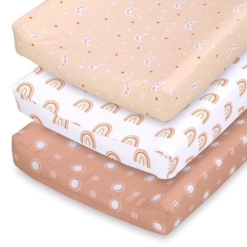 The Peanutshell Coral Boho Changing Pad Covers 3-Pack