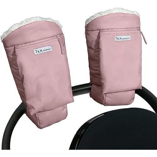 7AM Enfant Stroller Warmmuffs Gloves - Anti-Freeze Stroller Mittens for Handlebars, Water Repellent Hand Warmer Muff for Cold Weather, Plush Lined Stroller Warmmuffs | Winter Stroller Accessories