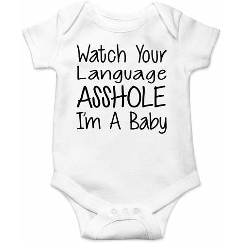 CBTwear Watch Your Language I'm A Baby Funny Romper Cute Novelty Infant One-Piece Baby Bodysuit