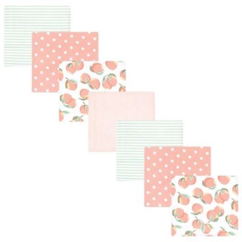 Little Treasure Hudson Baby Girls Cotton Poly Flannel Receiving Blankets Multipack, Pink Sweet Peach, 30x30 Inches