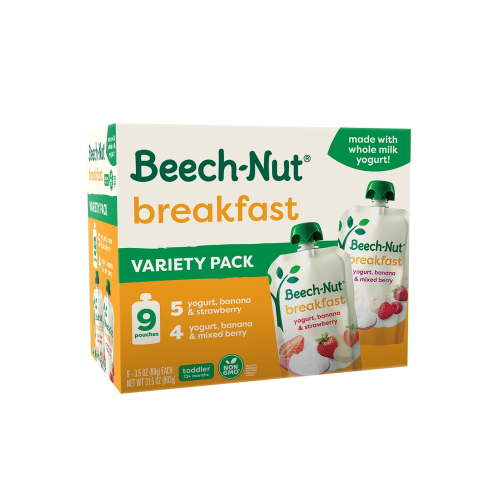 Beech-Nut Breakfast Stage 4 Toddler Food Variety Pack, 3.5 oz Pouch (9 Pack)