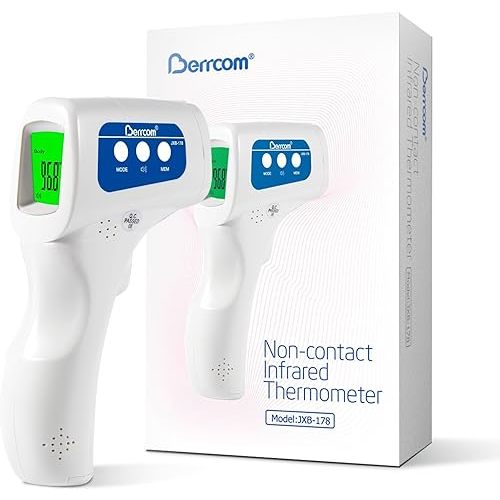 Berrcom Thermometer, 3 in 1 Contactless Infrared Fever Check Thermometer for Forehead, Ideal for Baby, Infant, Kids, and Adults, Batteries Not Included, JXB-178 (White)