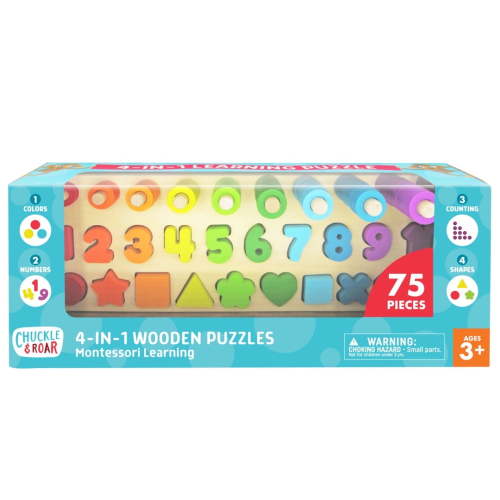 Chuckle & Roar Montessori Wood Learning Puzzle for Children Ages 3+ by Buffalo Games